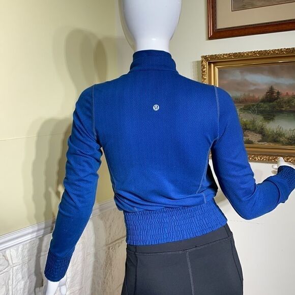 Lululemon Da Bomber Full Zip Up Jacket Blue Herringbone - Picture 6 of 14